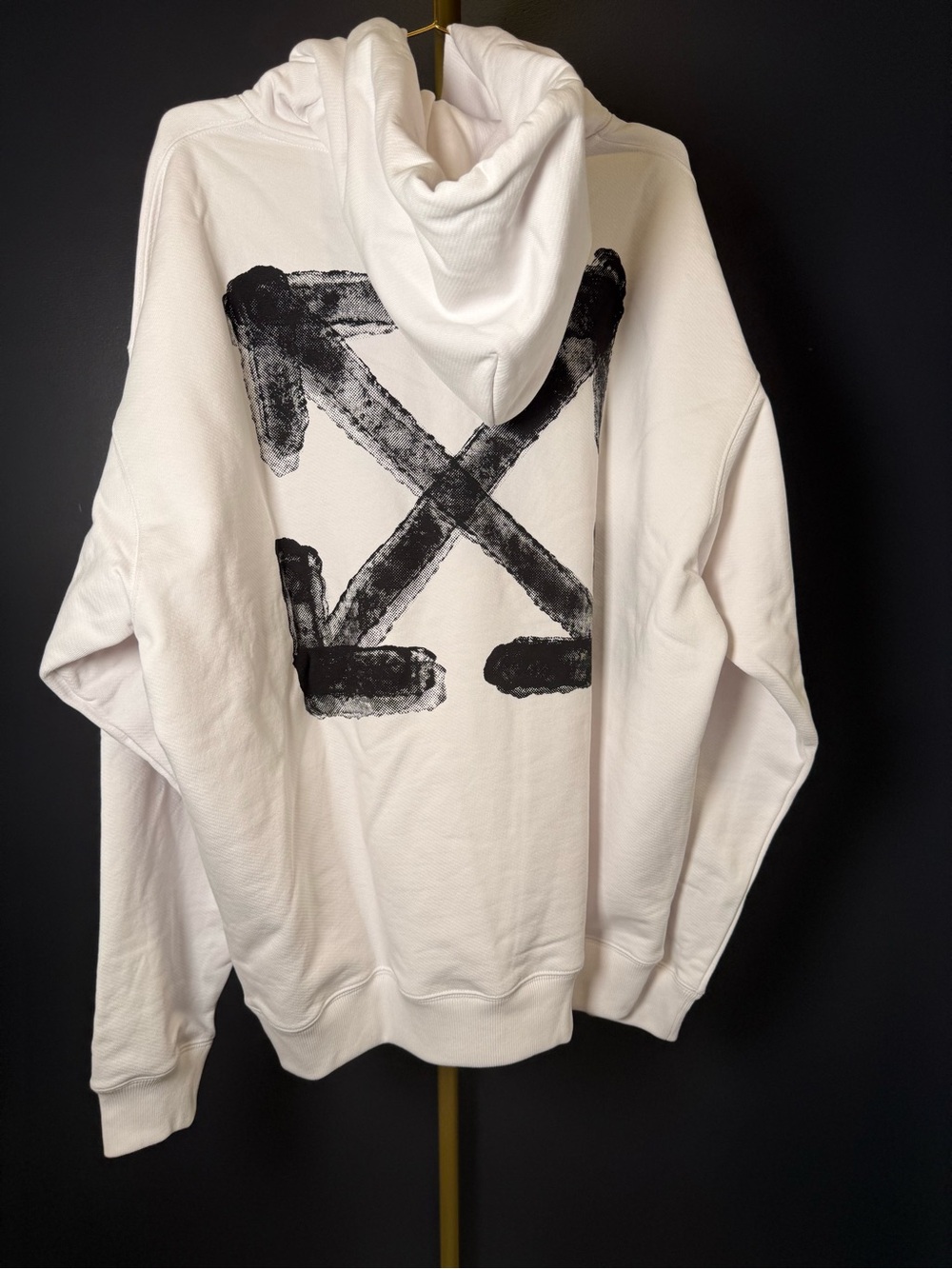 Off-White White Turtleneck Sweater with Black Arrow Motif